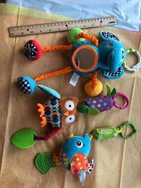 Crib/Stroller Toys; Set of Three (Elephant, Owl, Bird); Used but Good Condition